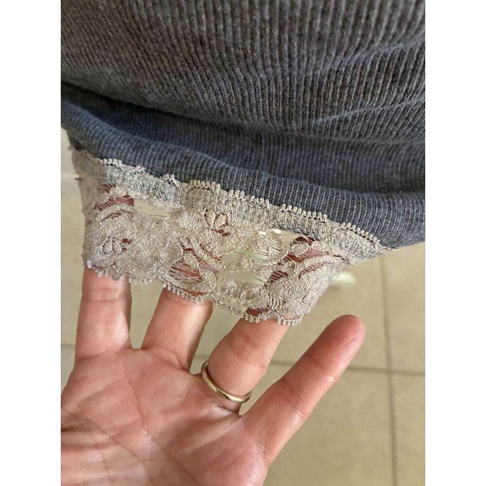 Vintage XOXO Babydoll Cami Top Ribbed Bella Swan Lace Trim Y2K Coquette Grunge S - Picture 13 of 16